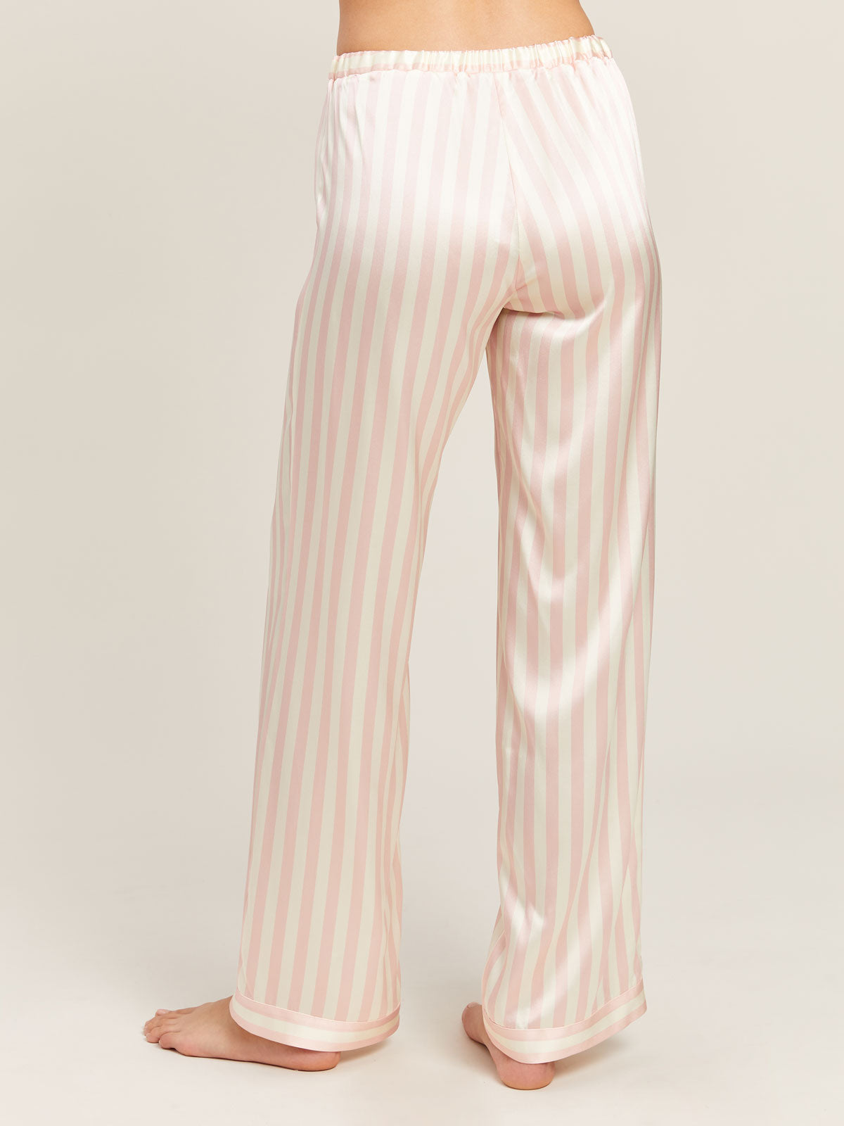 Chantal Pant in Petal Stripe  Luxury Silk Petal Pink Pajama Pants
